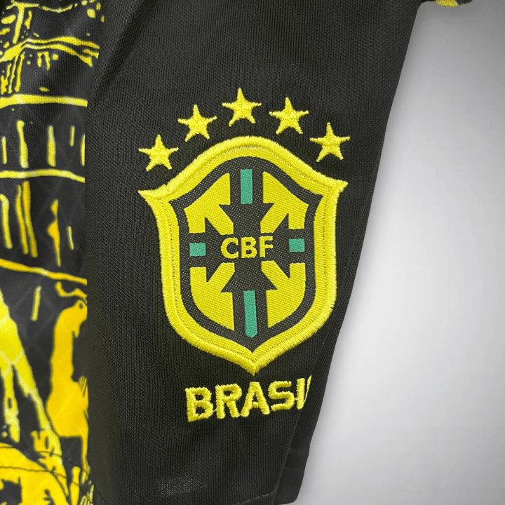 Brazil "Jesus" Premium Kids Size Yellow Kit from FootballPrestige.club - Premium Football Kits