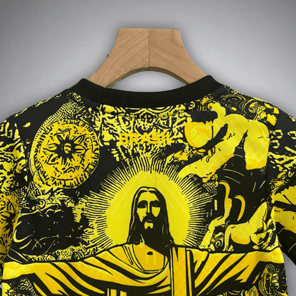 Brazil "Jesus" Premium Kids Size Yellow Kit from FootballPrestige.club - Premium Football Kits