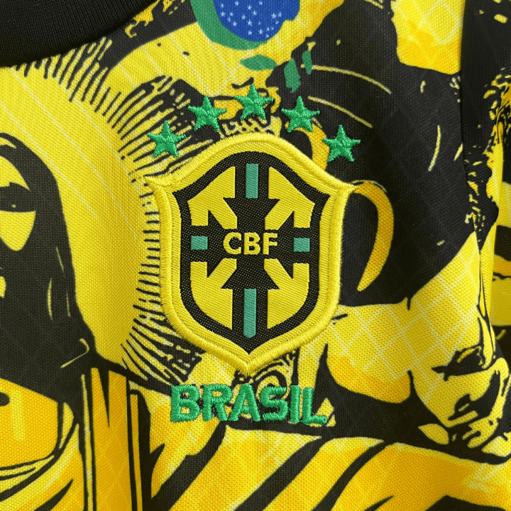Brazil "Jesus" Premium Kids Size Yellow Kit from FootballPrestige.club - Premium Football Kits