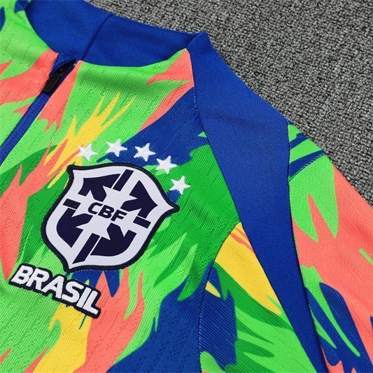 Brazil "Tropical Inferno" Premium Kids Size Tracksuit from FootballPrestige.club - Premium Football Kits