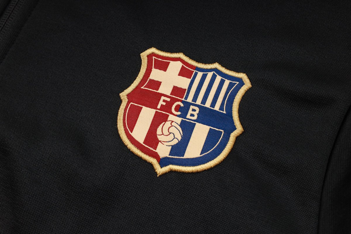 FC Barcelona Black Premium Tracksuit from FootballPrestige.club - Premium Football Kits