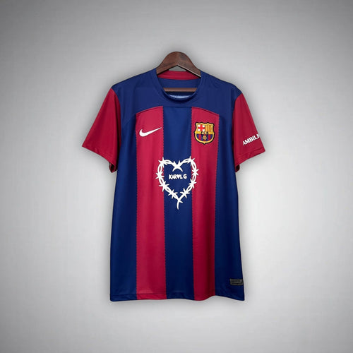 FC Barcelona x Karol G Limited Edition Home Kit from FootballPrestige.club - Premium Football Kits