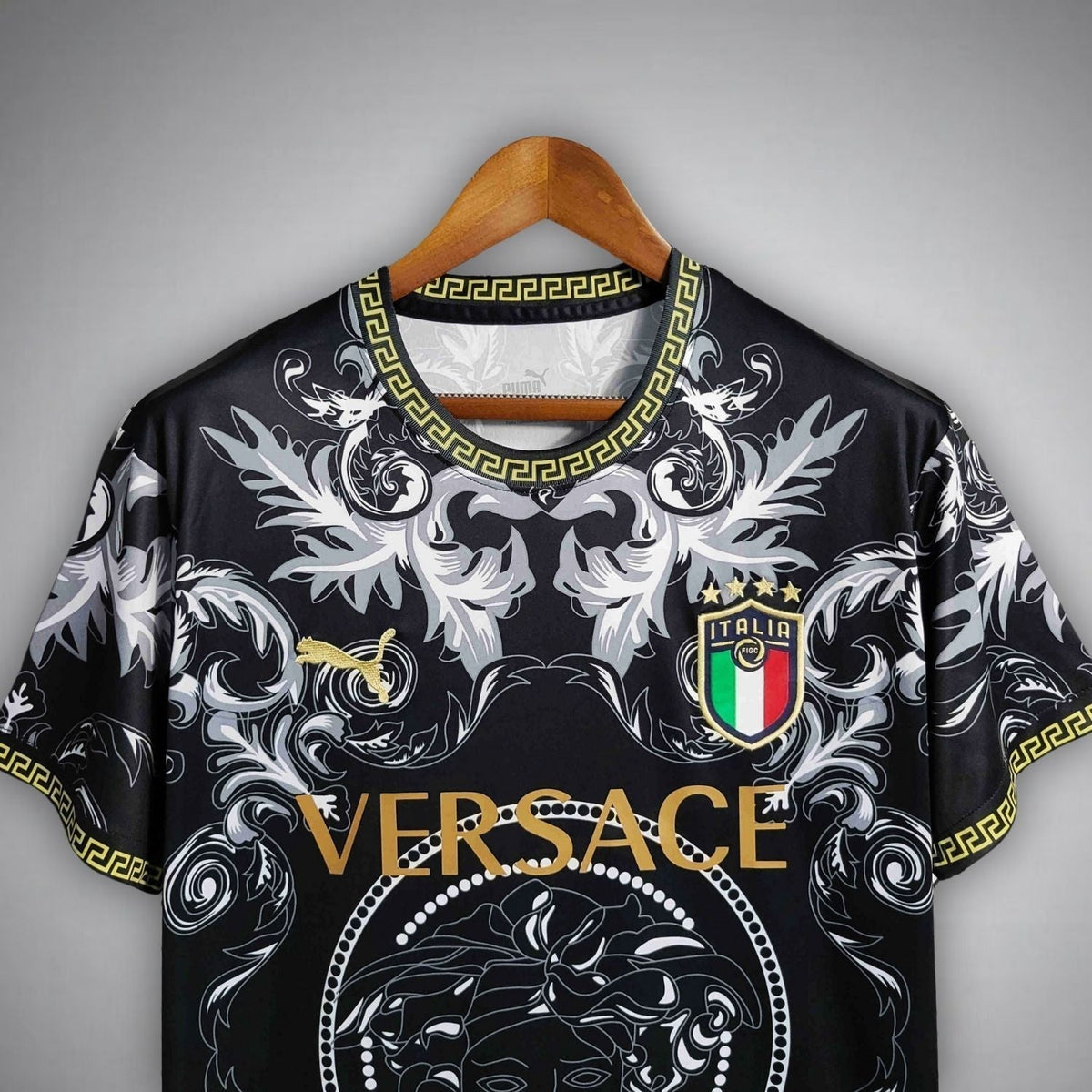 Italy "Versace" Premium Black Kit from FootballPrestige.club - Premium Football Kits
