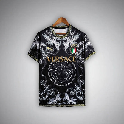 Italy "Versace" Premium Black Kit from FootballPrestige.club - Premium Football Kits