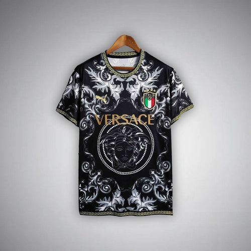 Italy "Versace" Premium Black Kit from FootballPrestige.club - Premium Football Kits