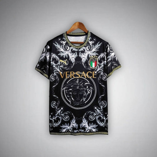 Italy "Versace" Premium Black Kit from FootballPrestige.club - Premium Football Kits