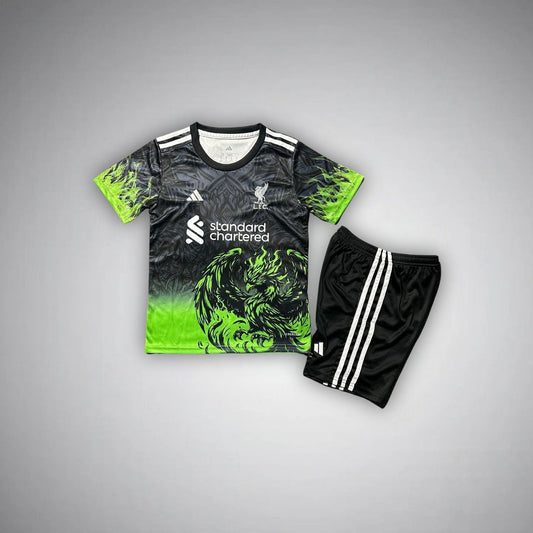 Liverpool "Lime Phoenix" Premium Kids Size Kit from FootballPrestige.club - Premium Football Kits