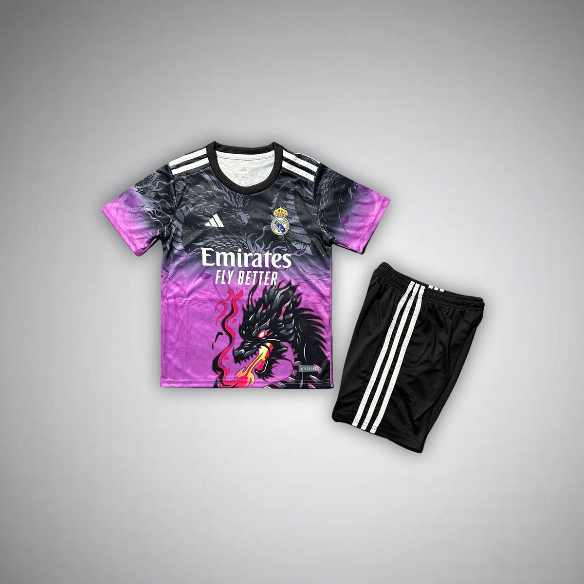 Real Madrid "Amethyst Flame" Premium Kids Size Kit from FootballPrestige.club - Premium Football Kits