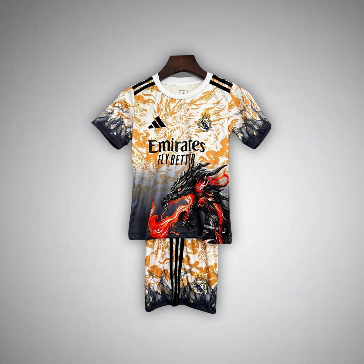 Real Madrid "Draconic Flame" Premium Kids Size Kit from FootballPrestige.club - Premium Football Kits