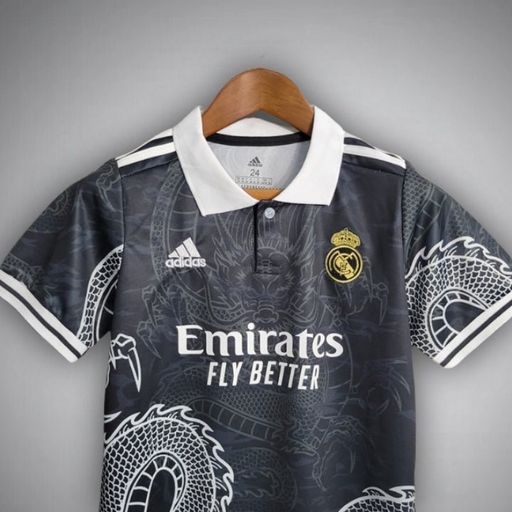 Real Madrid "Dragon Negro" Premium Kids Size Kit from FootballPrestige.club - Premium Football Kits