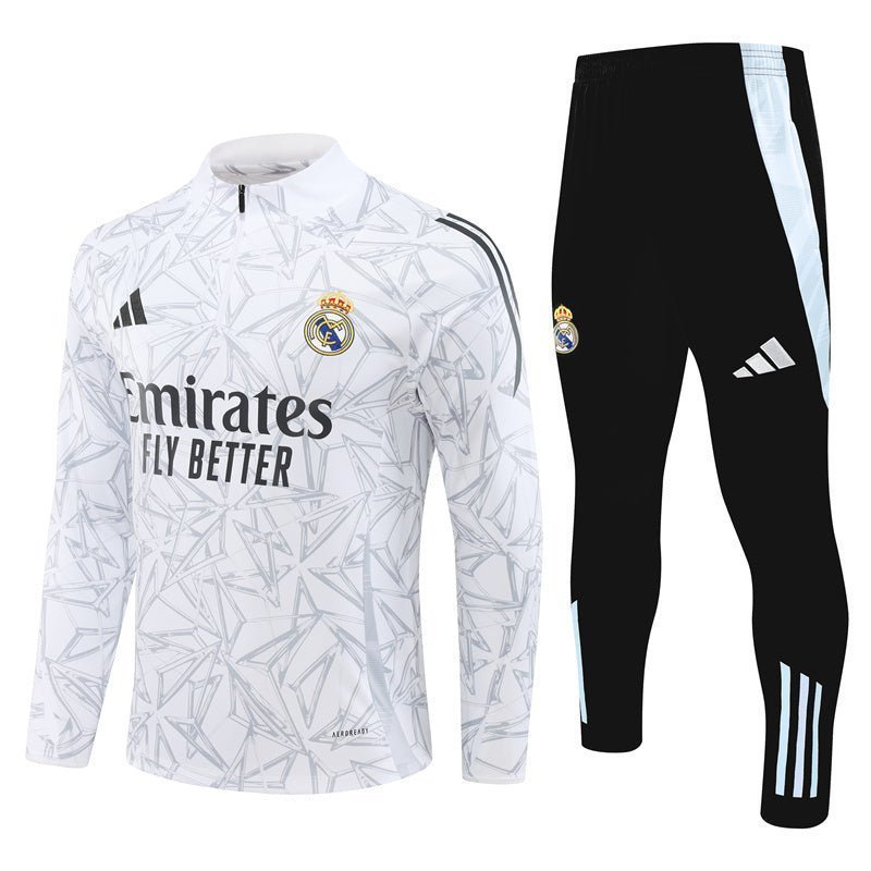 Real Madrid "White Armor" Premium Kids Size Tracksuit from FootballPrestige.club - Premium Football Kits