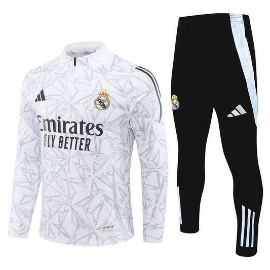 Real Madrid "White Armor" Premium Kids Size Tracksuit from FootballPrestige.club - Premium Football Kits