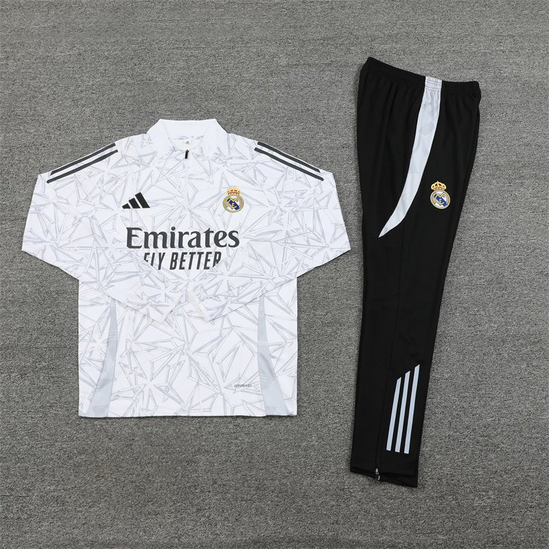 Real Madrid "White Armor" Premium Kids Size Tracksuit from FootballPrestige.club - Premium Football Kits