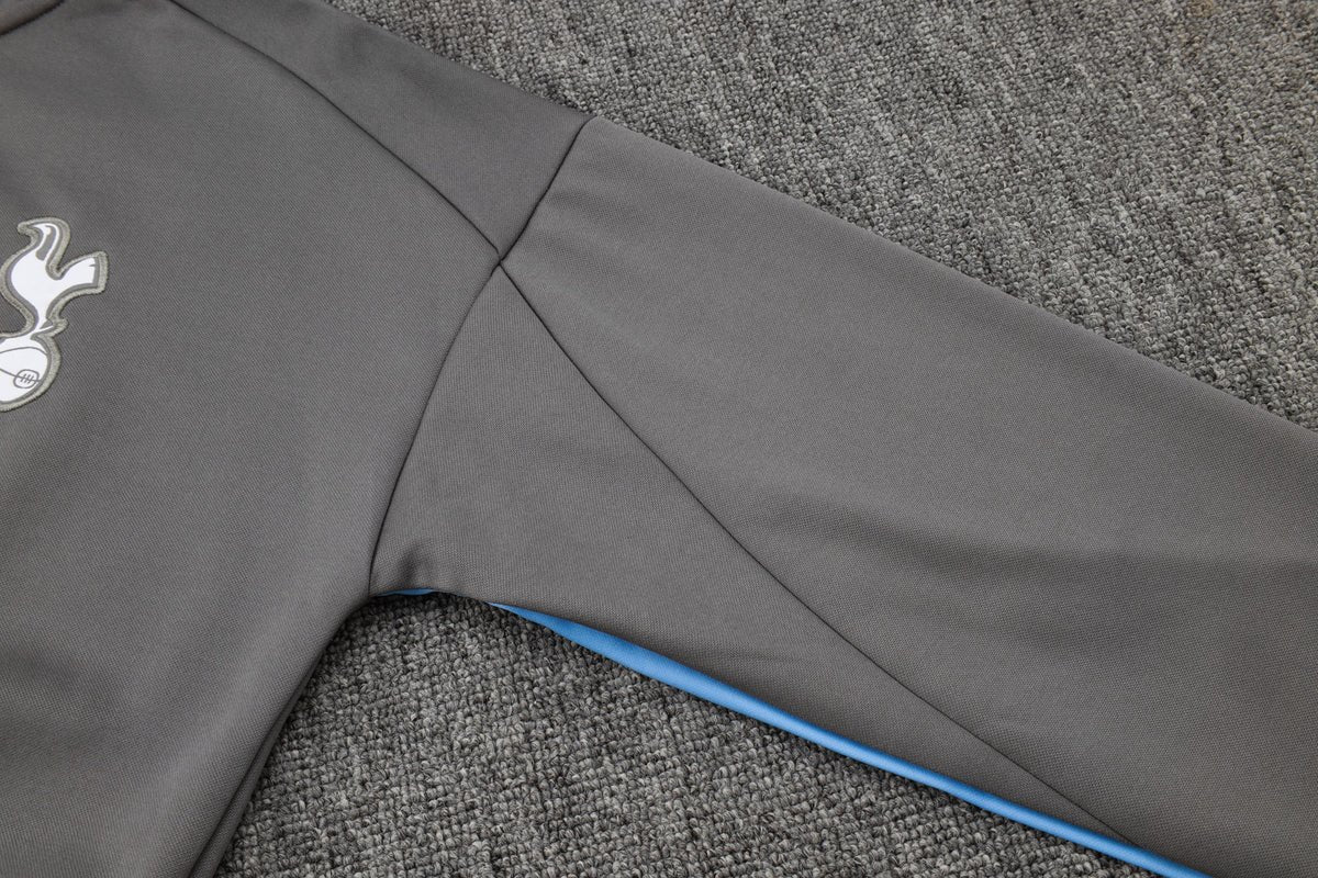 Tottenham Gray and Black Premium Tracksuit from FootballPrestige.club - Premium Football Kits