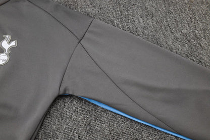 Tottenham Gray and Black Premium Tracksuit from FootballPrestige.club - Premium Football Kits