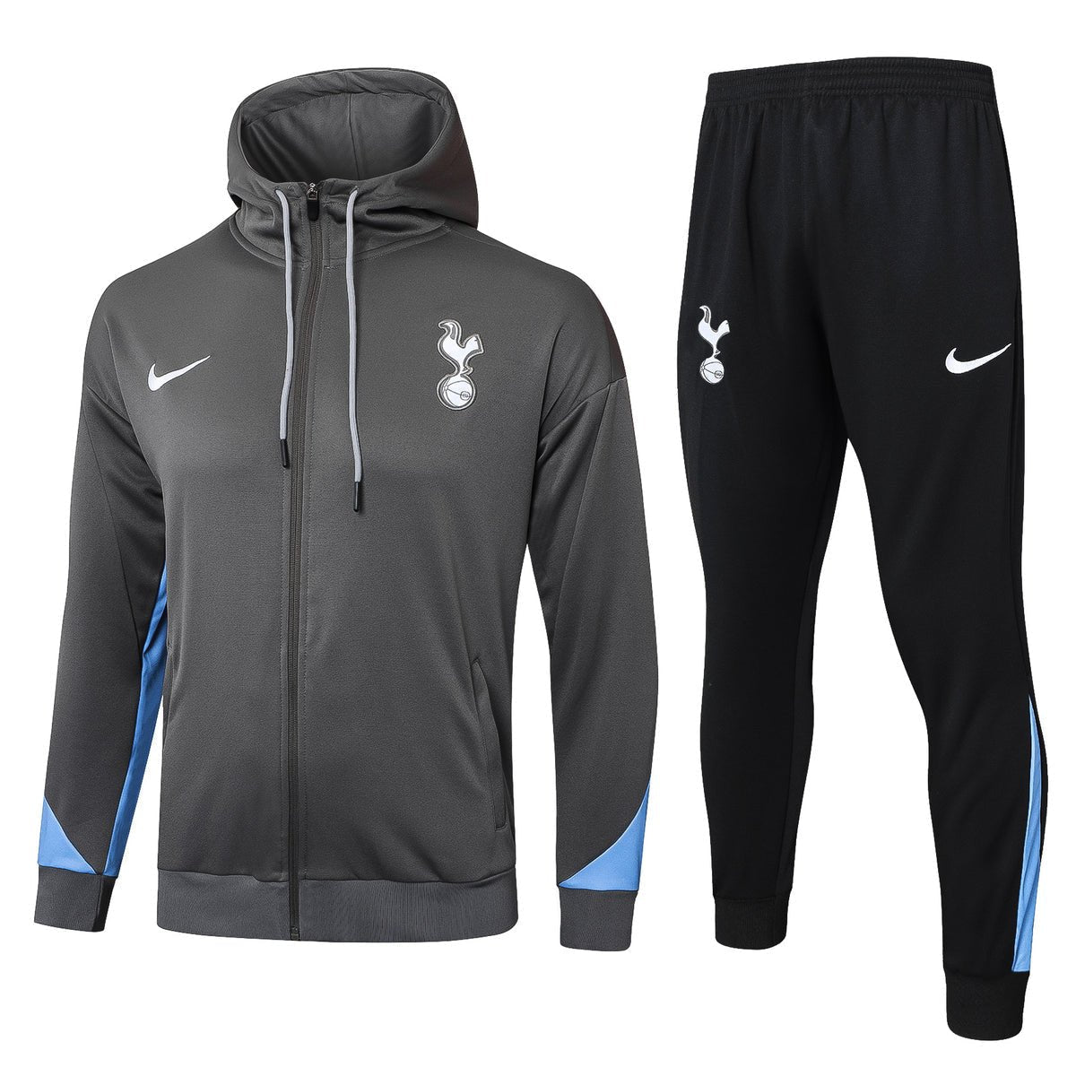 Tottenham Gray and Black Premium Tracksuit from FootballPrestige.club - Premium Football Kits