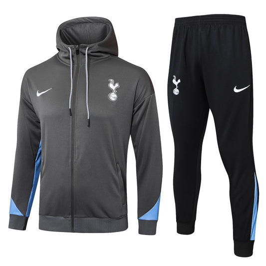 Tottenham Gray and Black Premium Tracksuit from FootballPrestige.club - Premium Football Kits