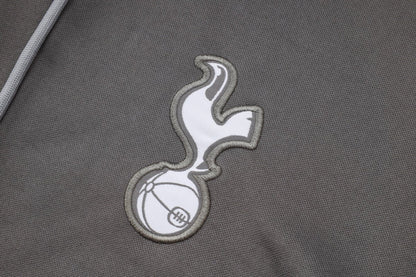 Tottenham Gray and Black Premium Tracksuit from FootballPrestige.club - Premium Football Kits